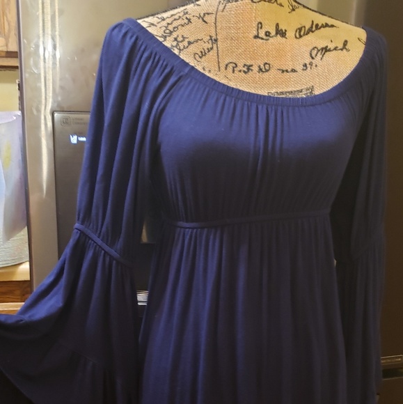 Elan, Navy Bl Dress w/ Gorg. Bell Slvs, S - Picture 6 of 8